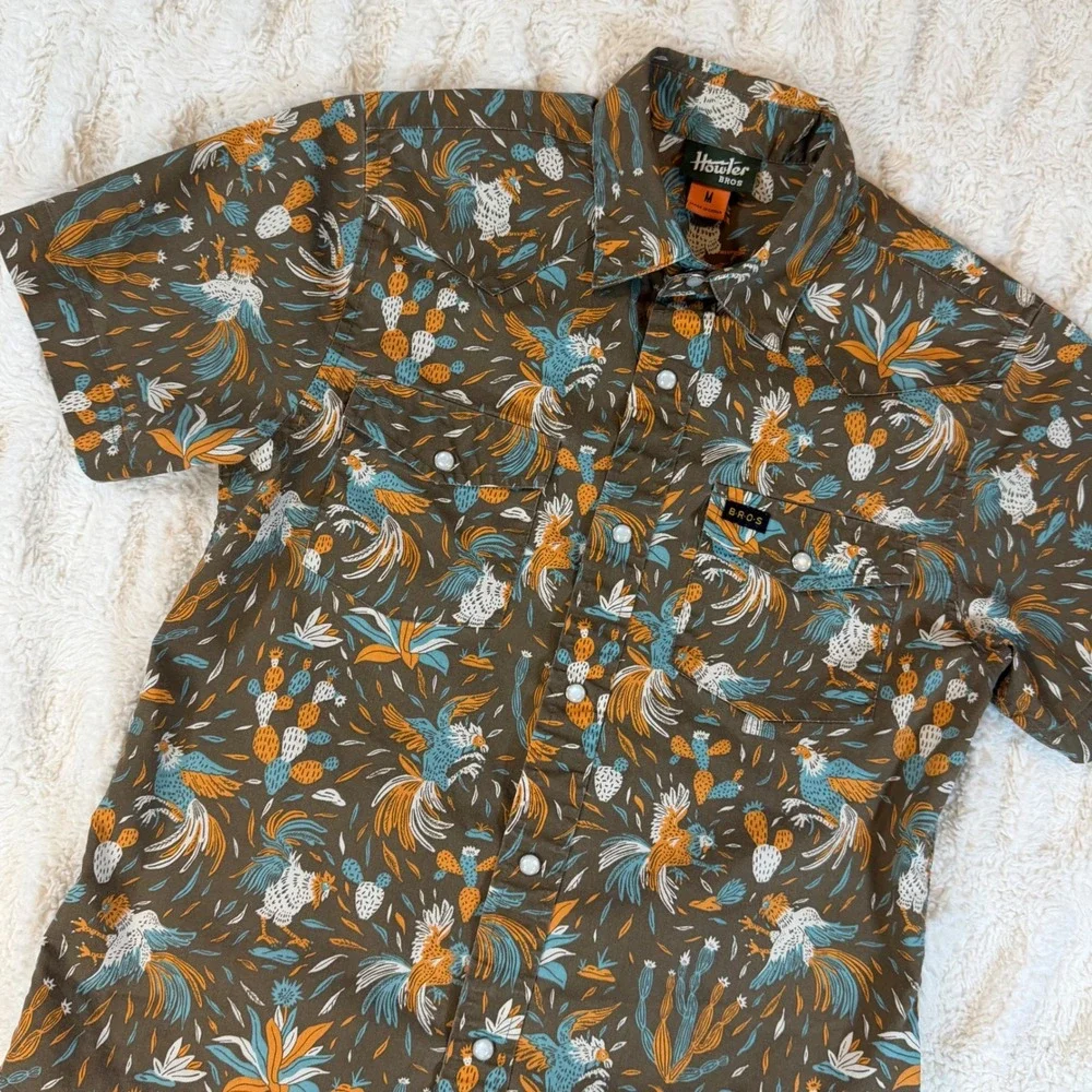 Howler Bros Kids M H Bar B Snapshirt Brown Rooster Cactus Western Pearl Snap